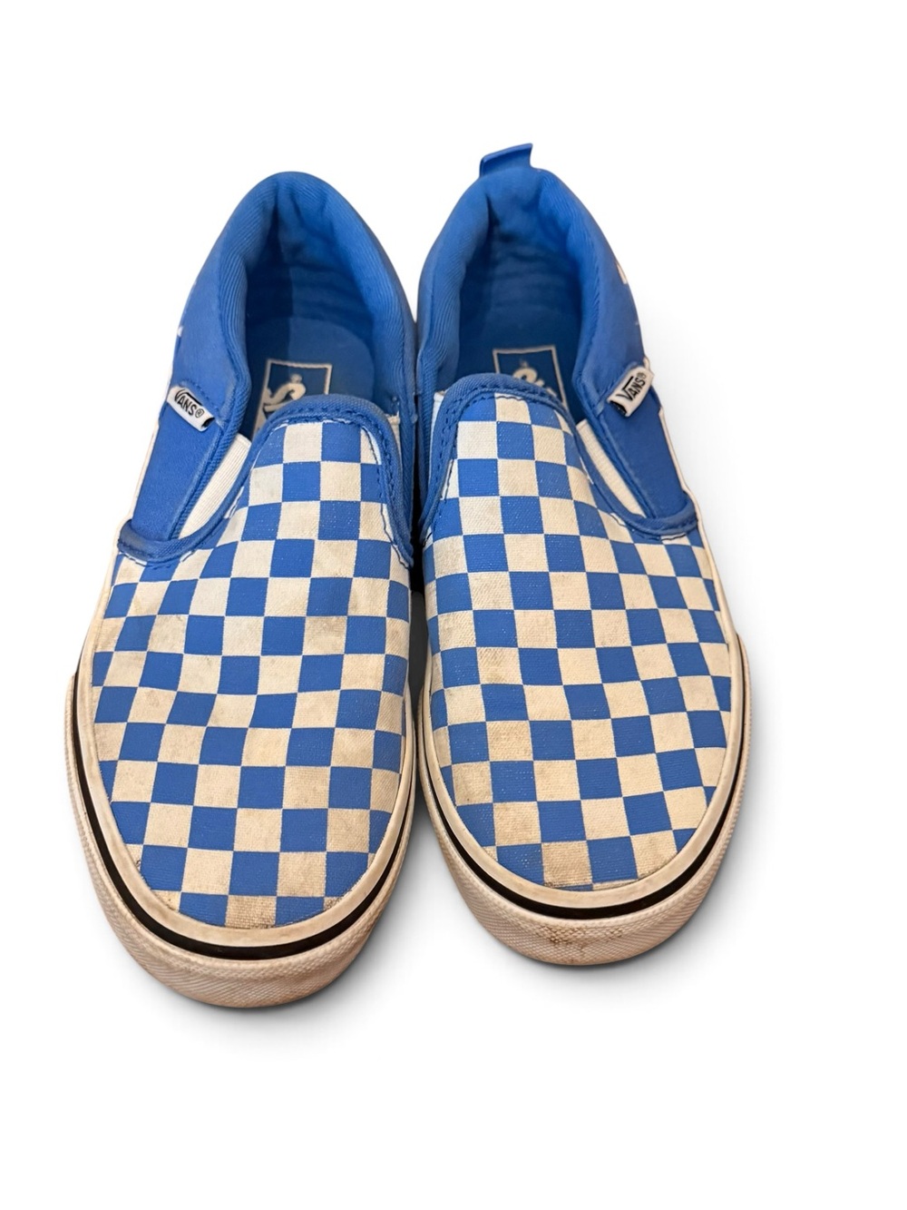 Vans Kids Sneakers Classic Slip-On Checkerboard Sneakers - Blue/White - Picture 1 of 4